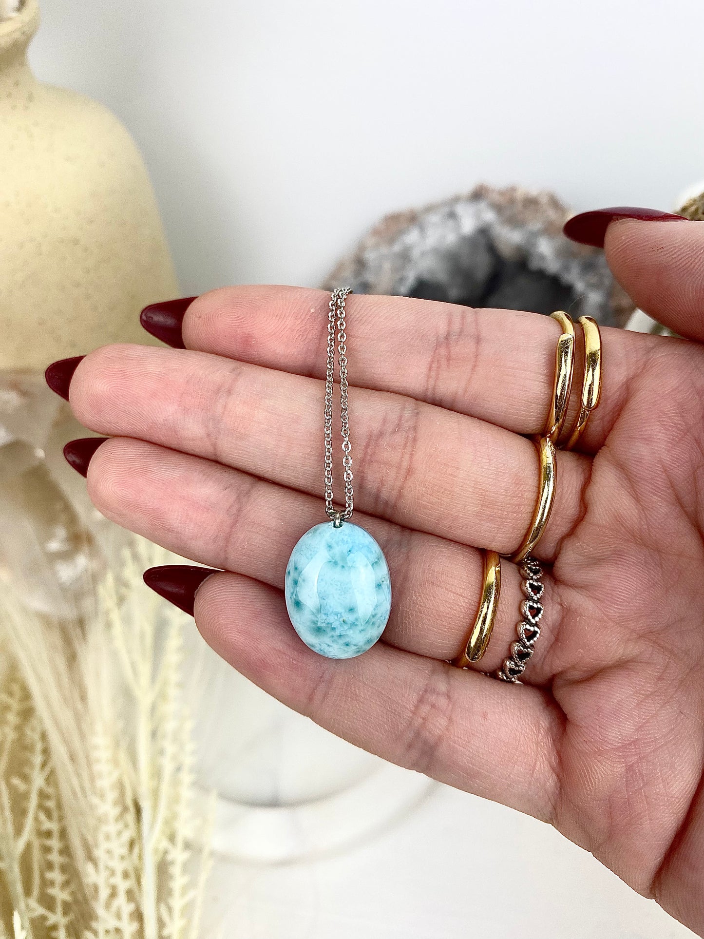 s925 Larimar Oval Necklace