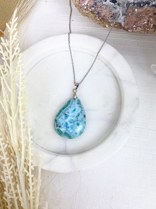 s925 Larimar Tear Drop Necklace