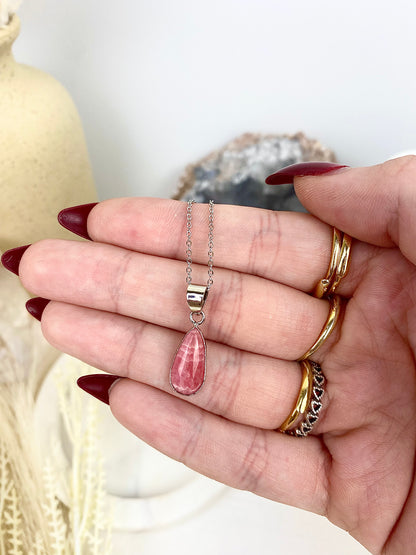 ✿ Rhodochrosite s925 Sterling Silver Necklaces ✿