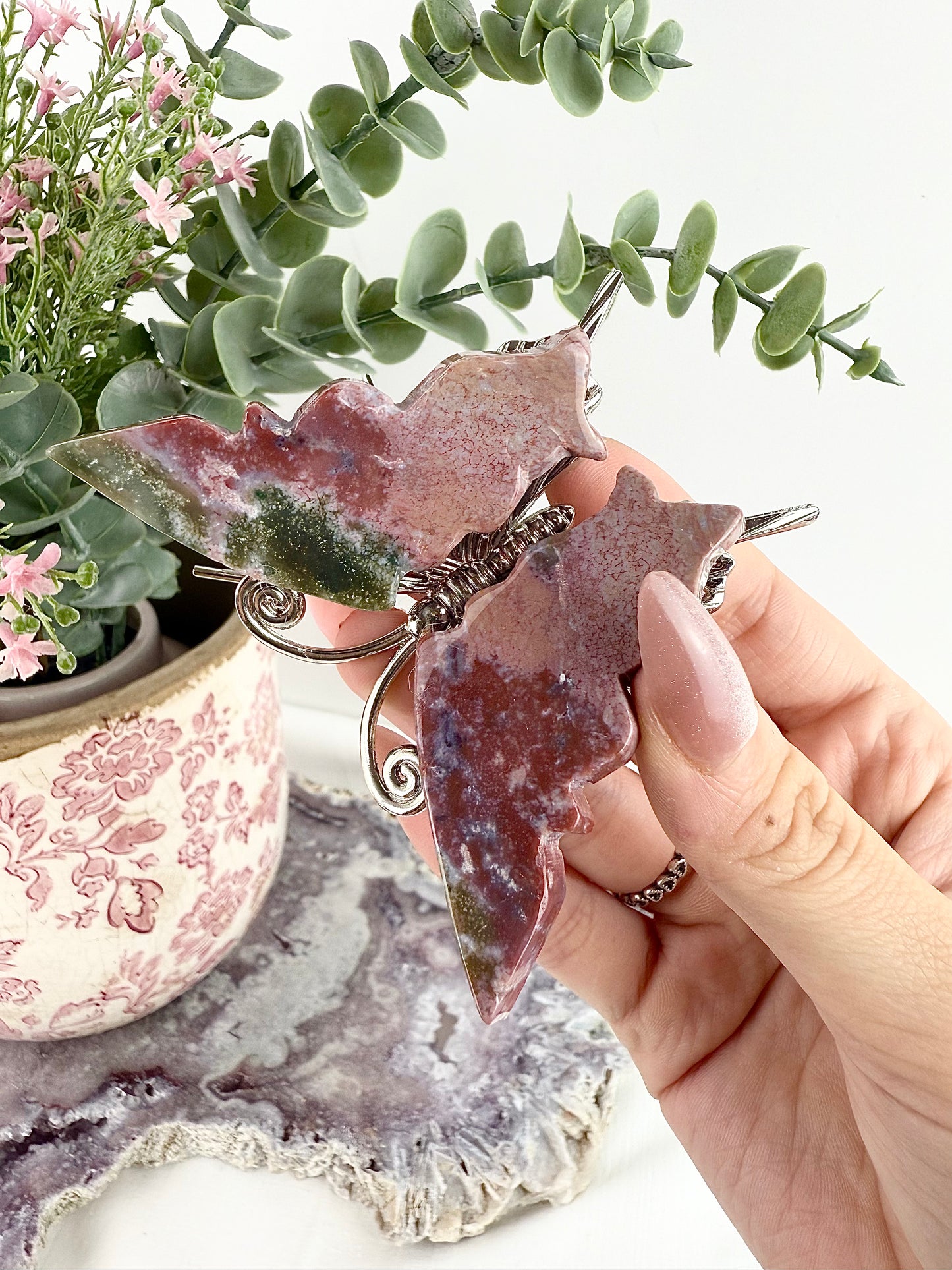 Pink Ocean Jasper Butterfly