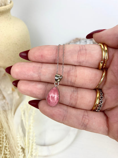 ✿ Rhodochrosite s925 Sterling Silver Necklaces ✿