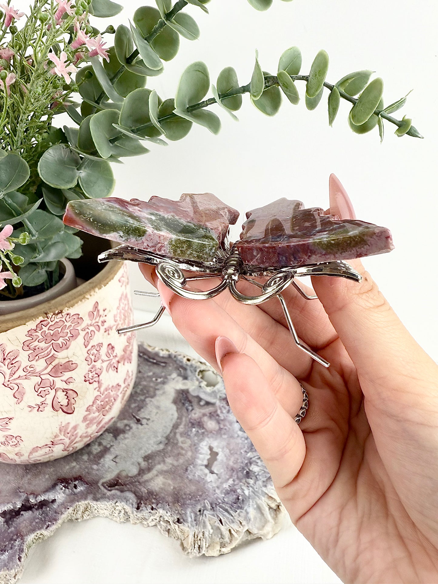 Pink Ocean Jasper Butterfly