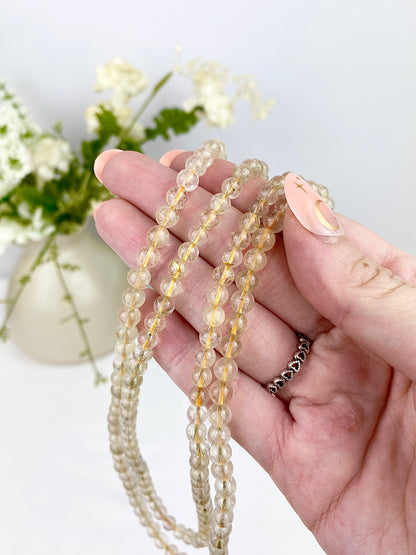 Golden Rutile Long Beaded Necklace