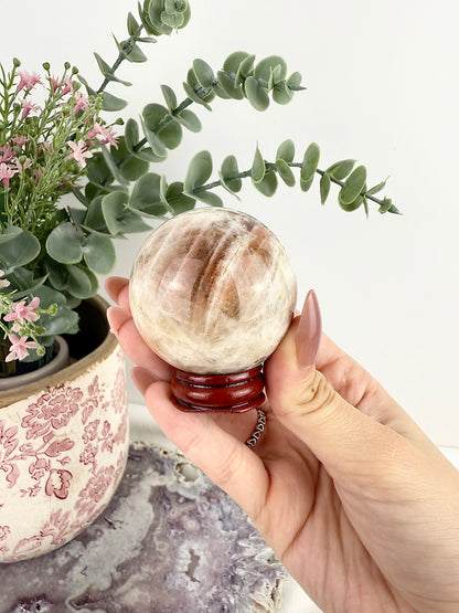 Sunstone Sphere with Wooden Stand