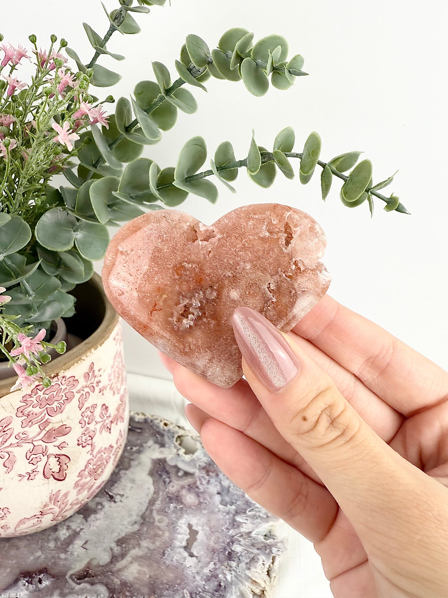 Druzy Pink Amethyst Heart