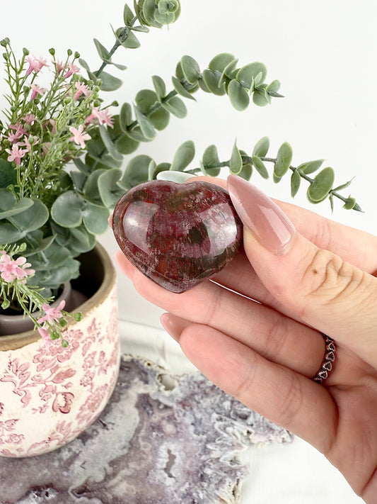 Pink Petrified Wood Hearts