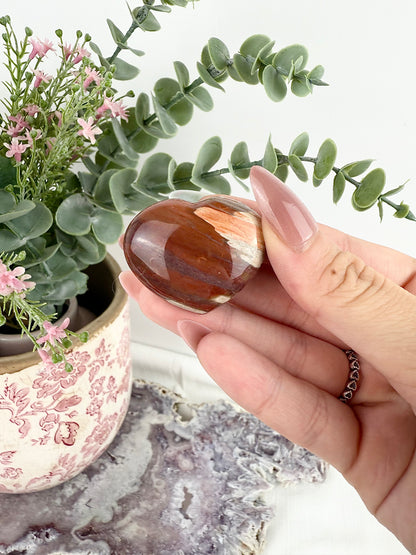 Pink Petrified Wood Hearts