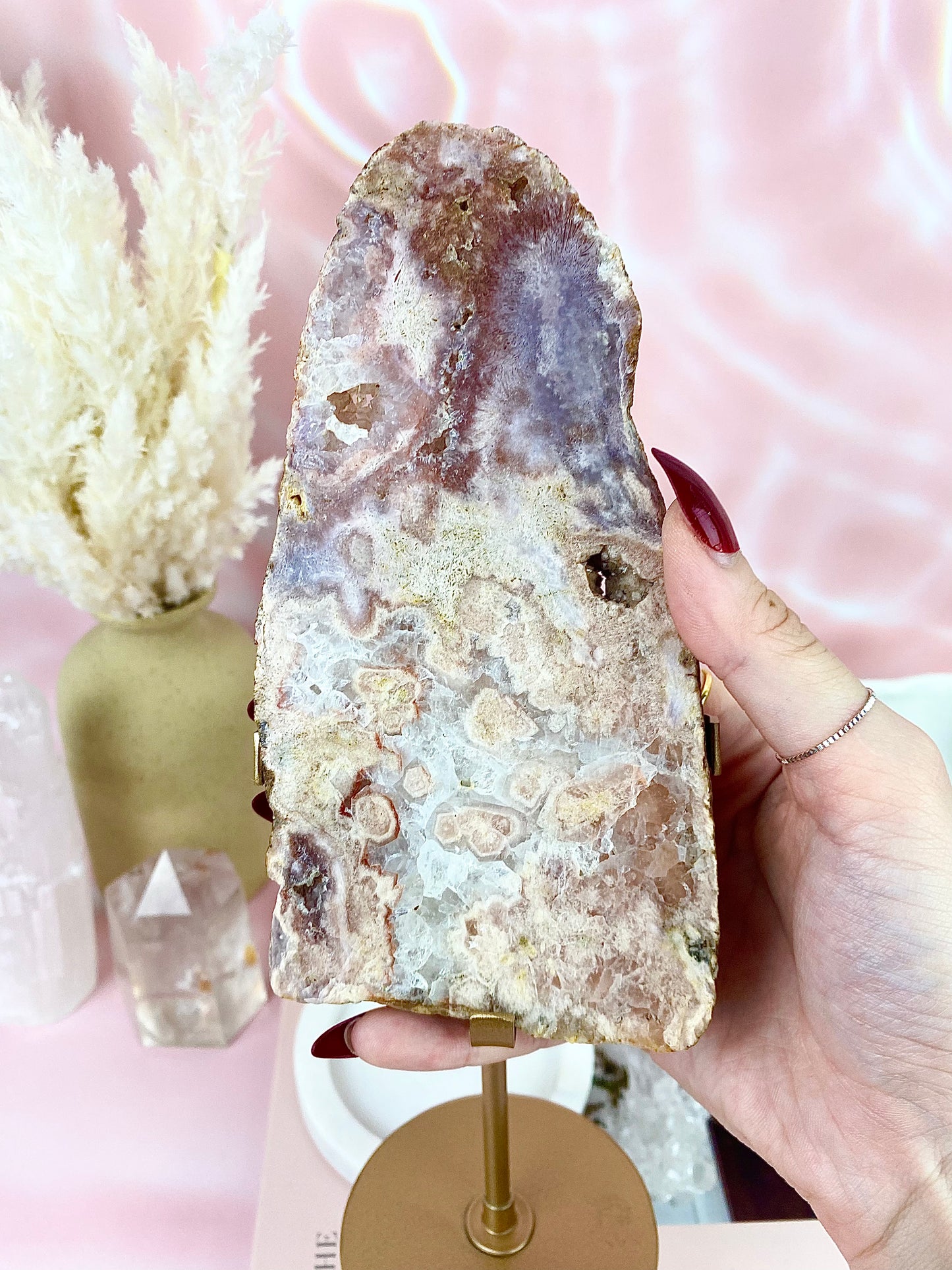 ✧ Pink Amethyst Slab with Stand — 1. ✧