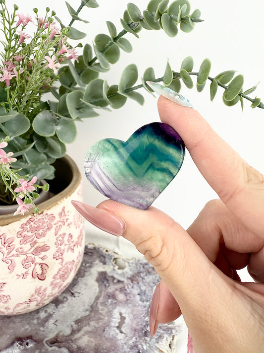 Rainbow Fluorite Hearts