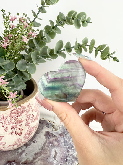 Rainbow Fluorite Hearts