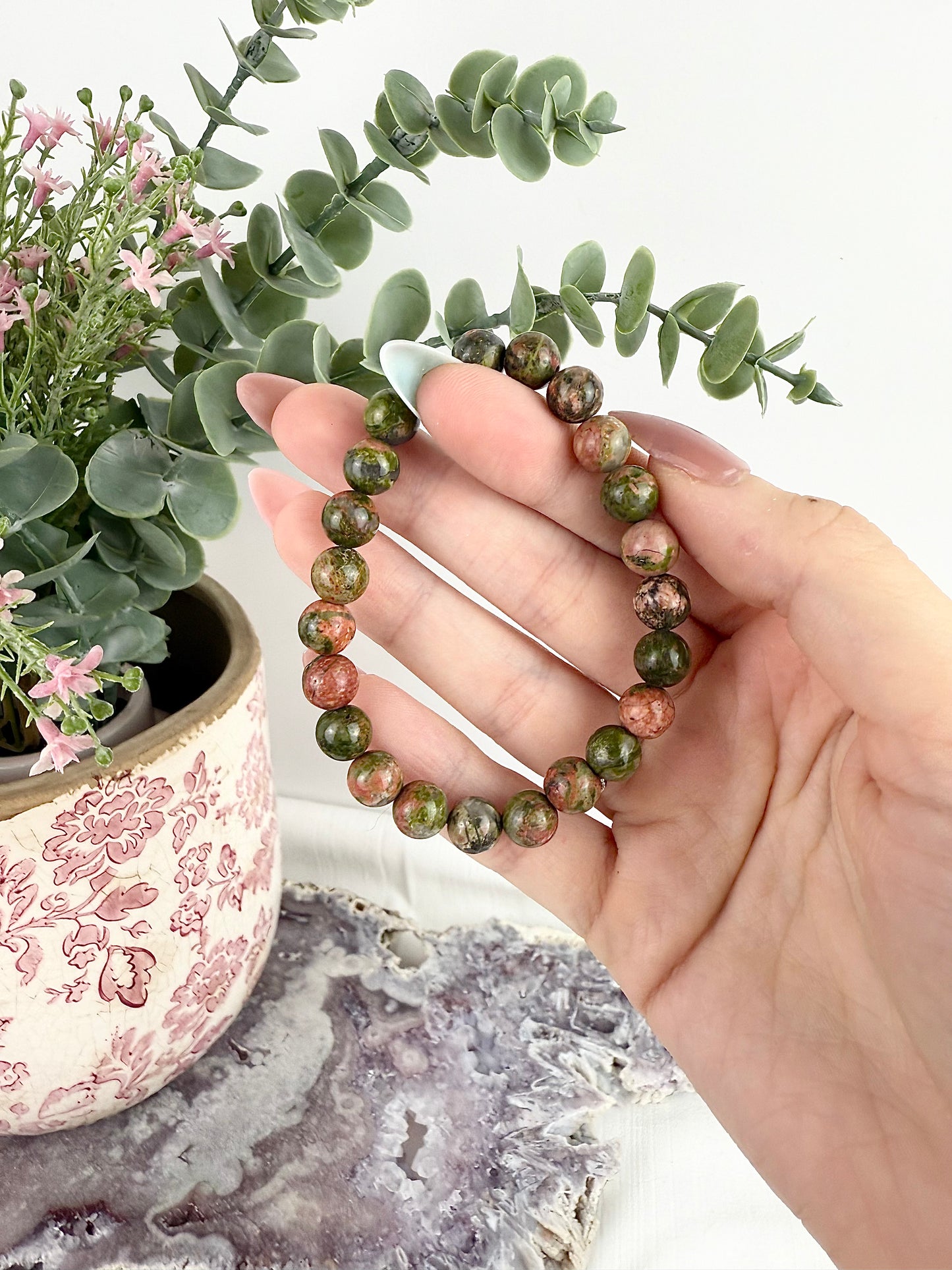 Unakite Beaded Bracelet