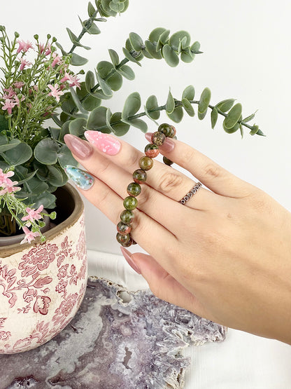 Unakite Beaded Bracelet