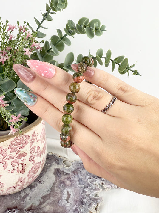 Unakite Beaded Bracelet