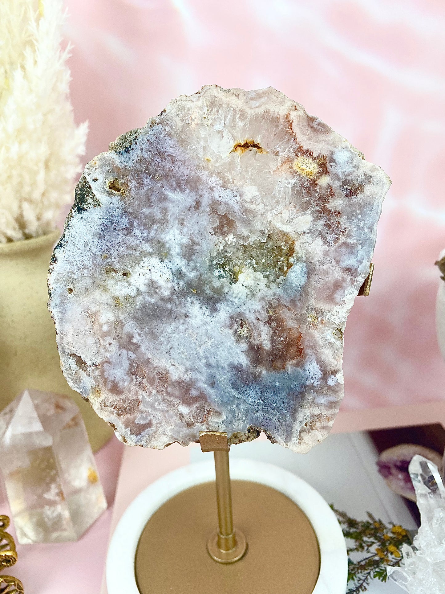 ✧ Pink Amethyst Slab with Stand — 1. ✧