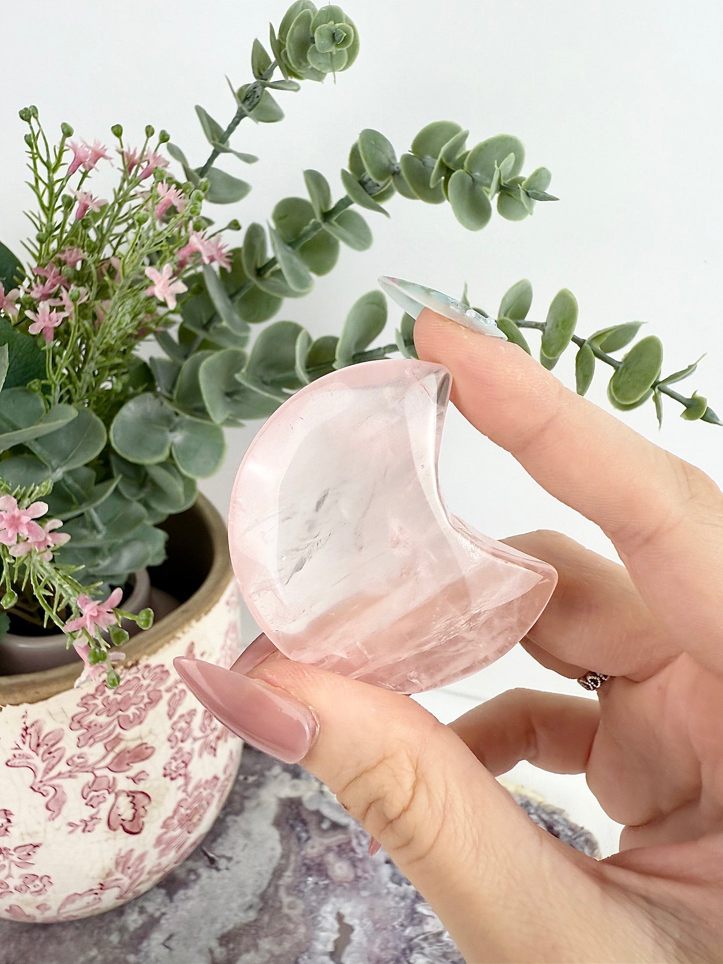 High Quality Rose Quartz Moon