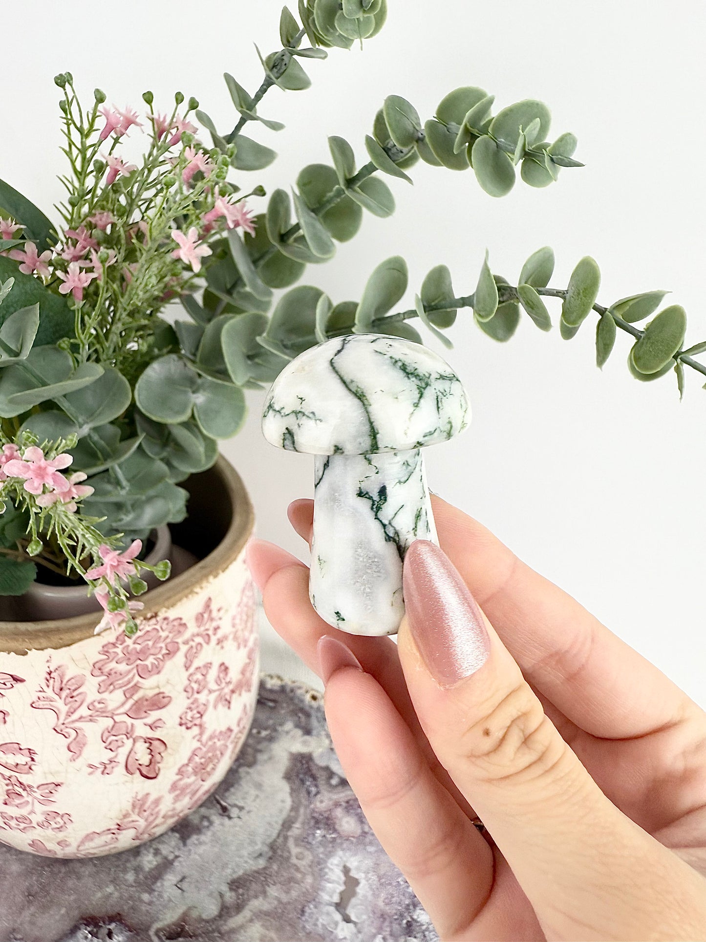 Moss Agate Mushroom