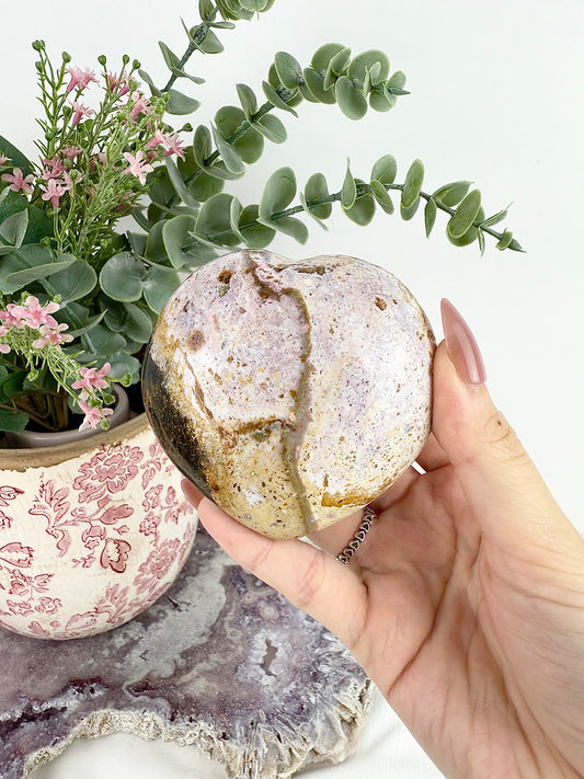 Pink Ocean Jasper Large Heart