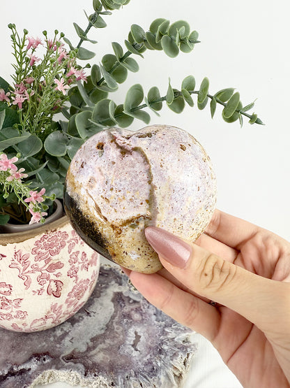Pink Ocean Jasper Large Heart