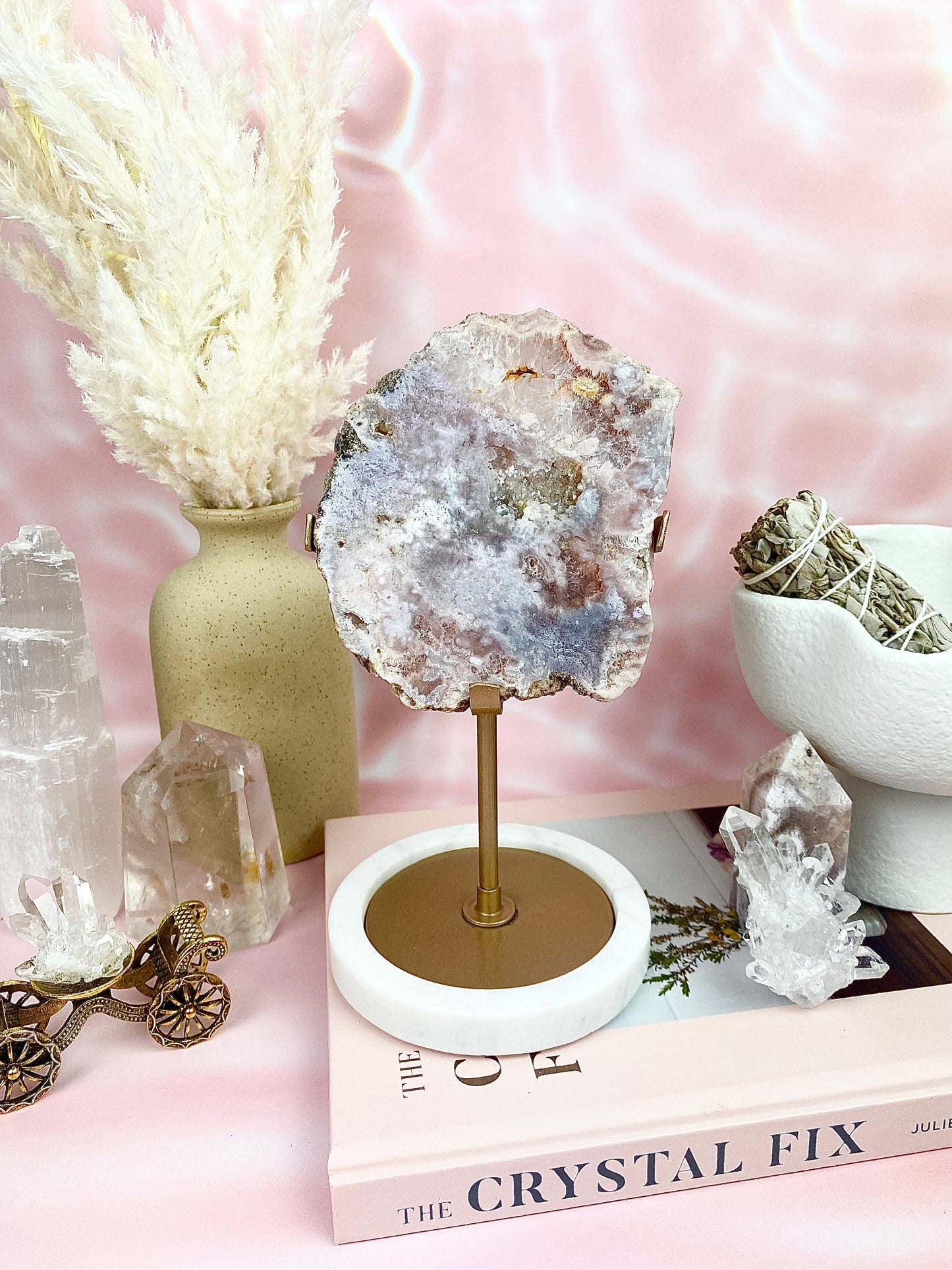 ✧ Pink Amethyst Slab with Stand — 1. ✧