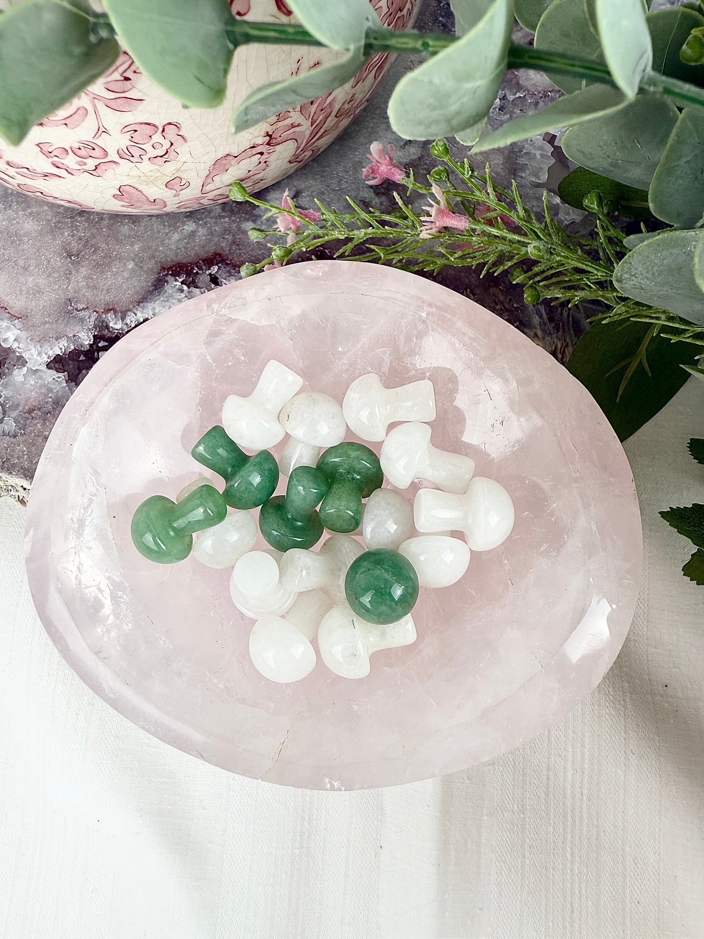 Green Aventurine & Clear Quartz Mushrooms