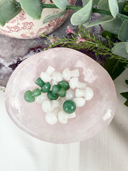 Green Aventurine & Clear Quartz Mushrooms
