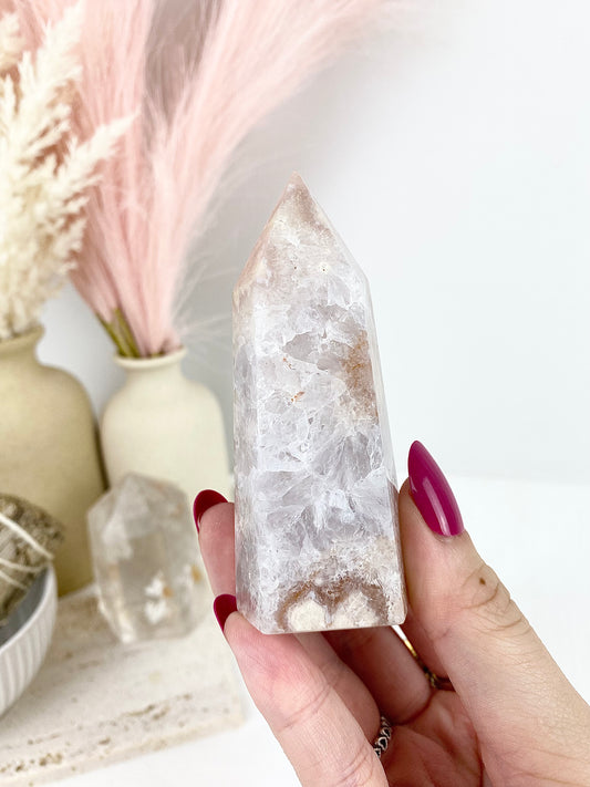Pink Amethyst x Flower Agate Tower