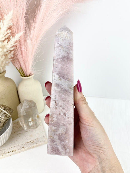 Pink Amethyst Flower Agate Large Tower