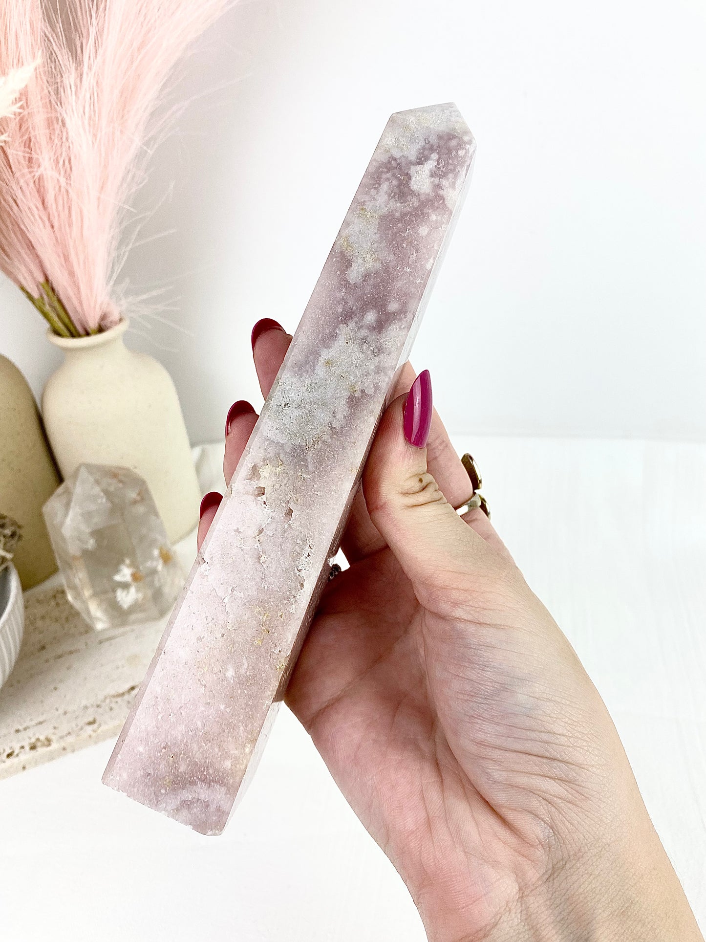 Pink Amethyst Flower Agate Large Tower