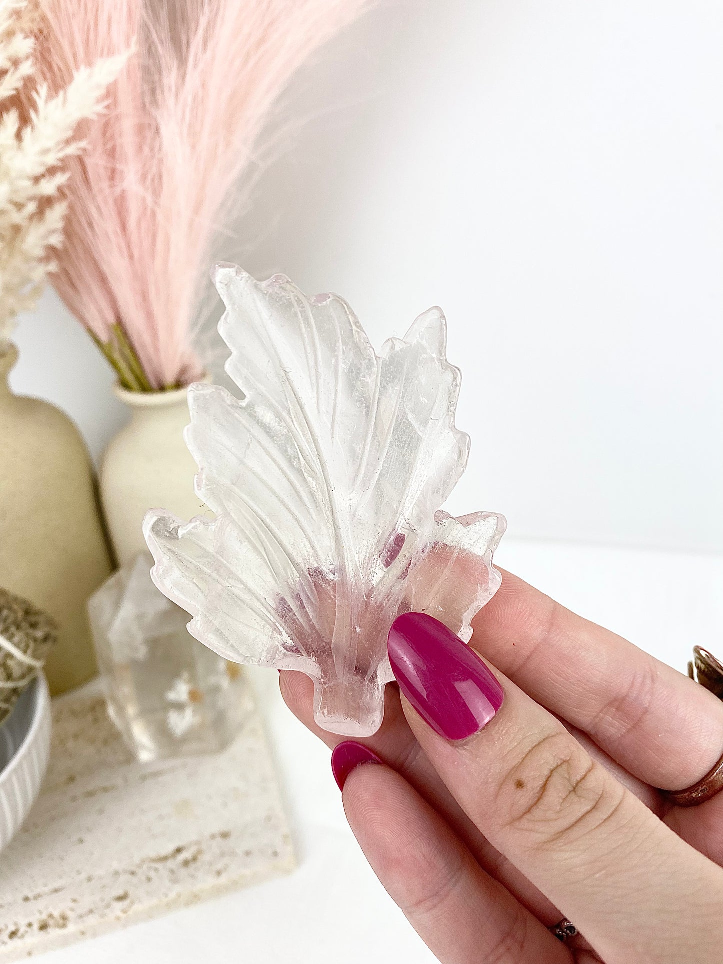 High Quality Rose Quartz Leafs
