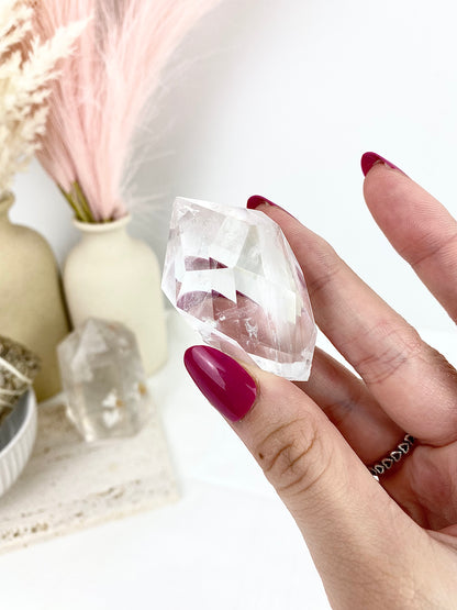 Clear Quartz Faceted Diamond