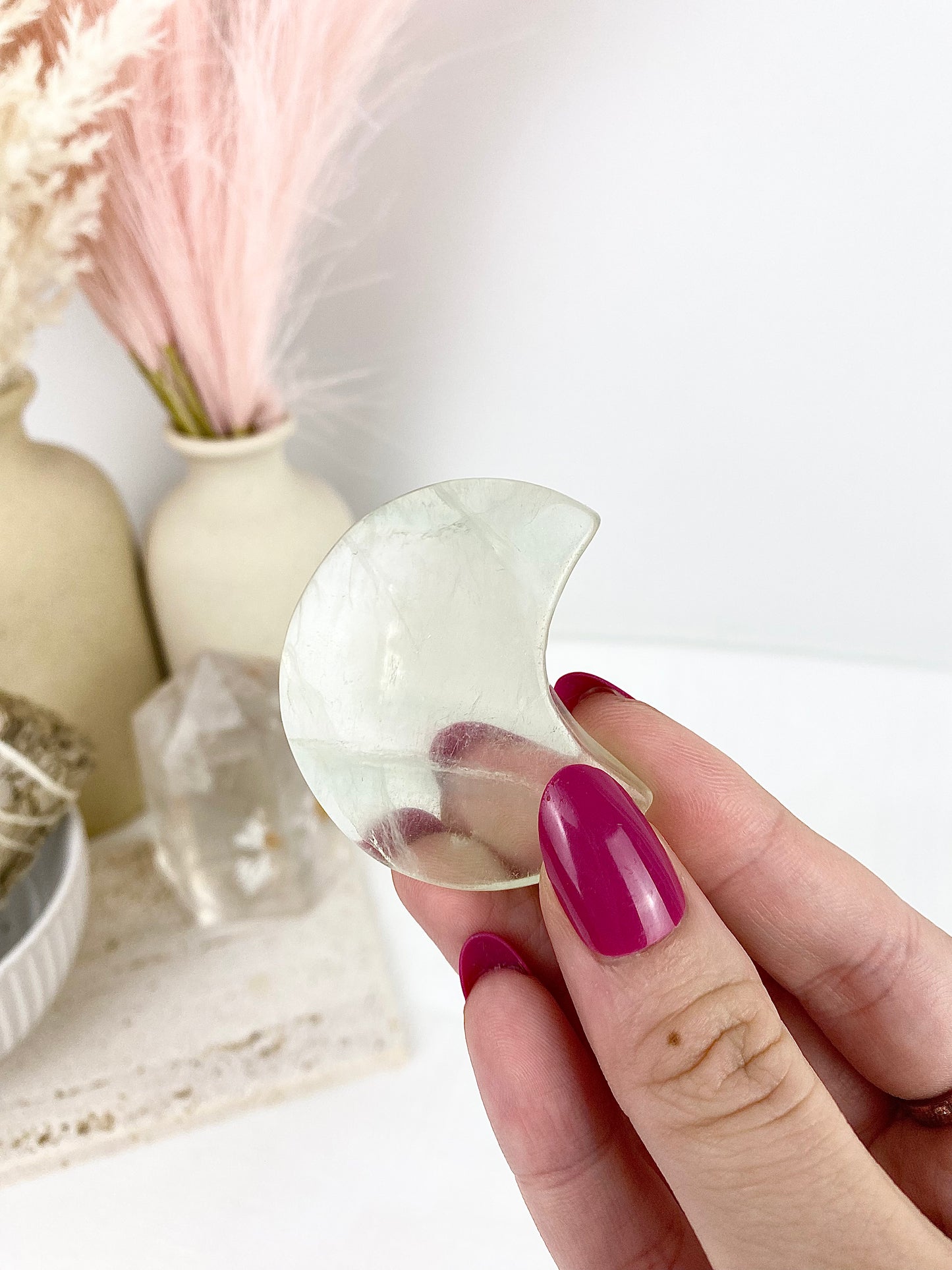 Pastel Green Fluorite Moon