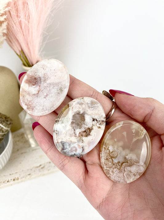 Pink Amethyst x Flower Agate Worry Stones
