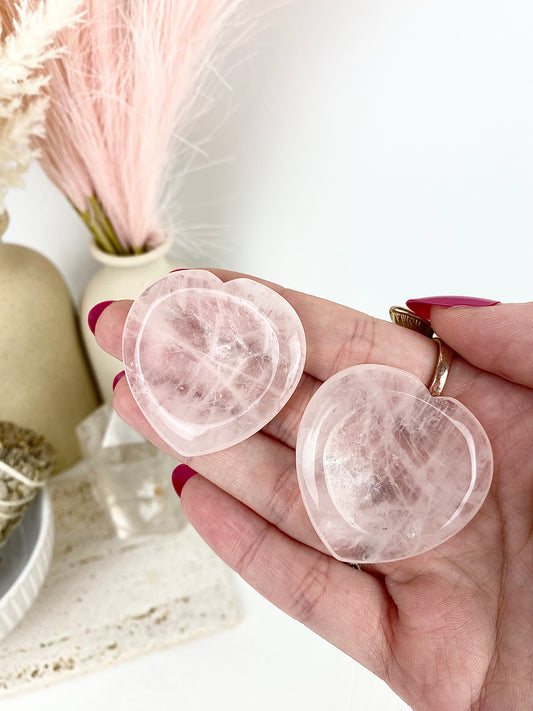 Rose Quartz Heart Worry Stones