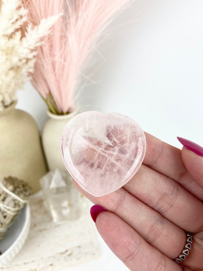 Rose Quartz Heart Worry Stones