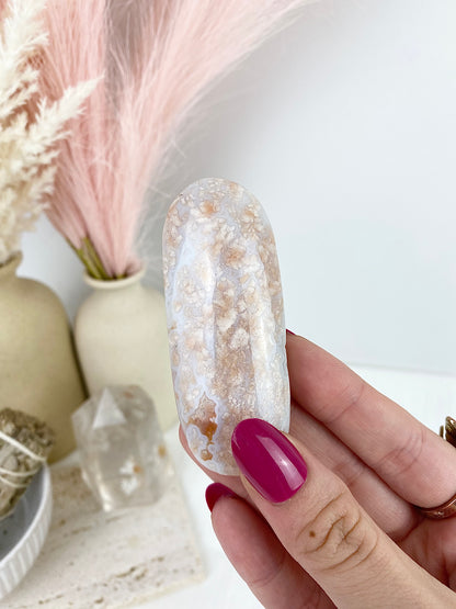Pink Agate Palm Stone