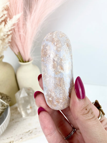 Pink Agate Palm Stone