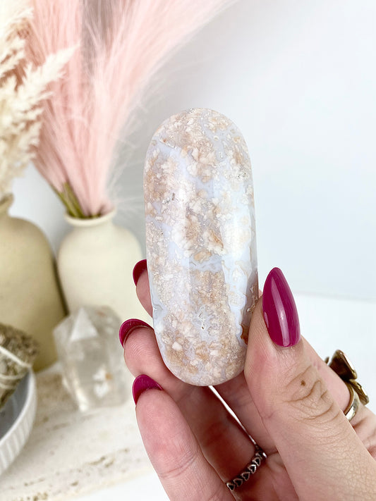 Pink Agate Palm Stone