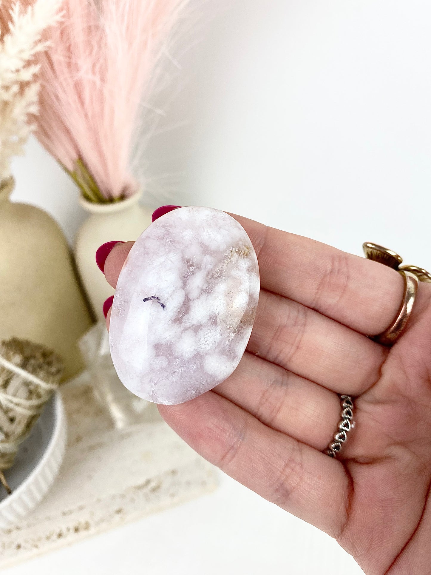 Pink Amethyst Palm Stones