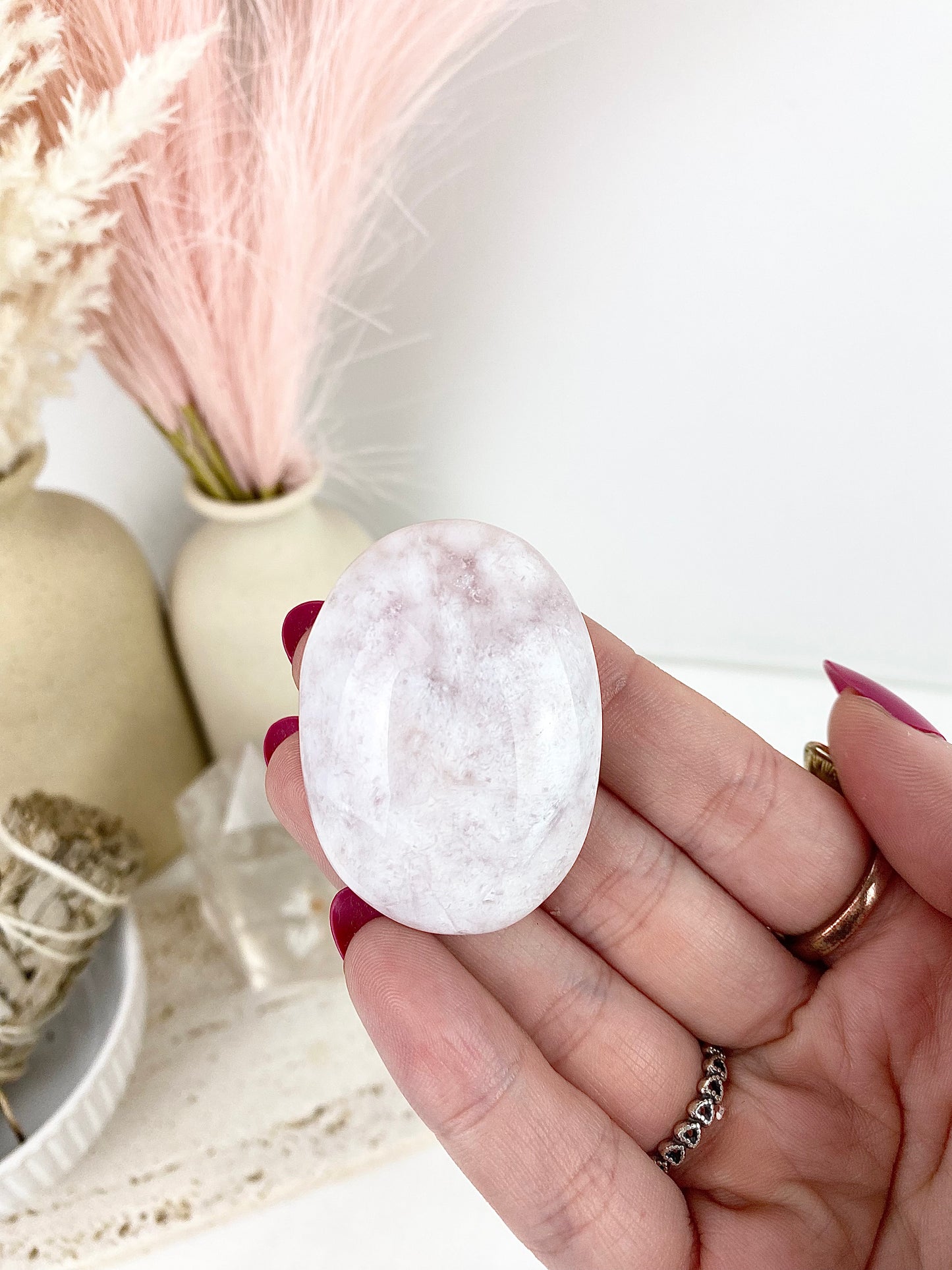 Pink Amethyst Palm Stones