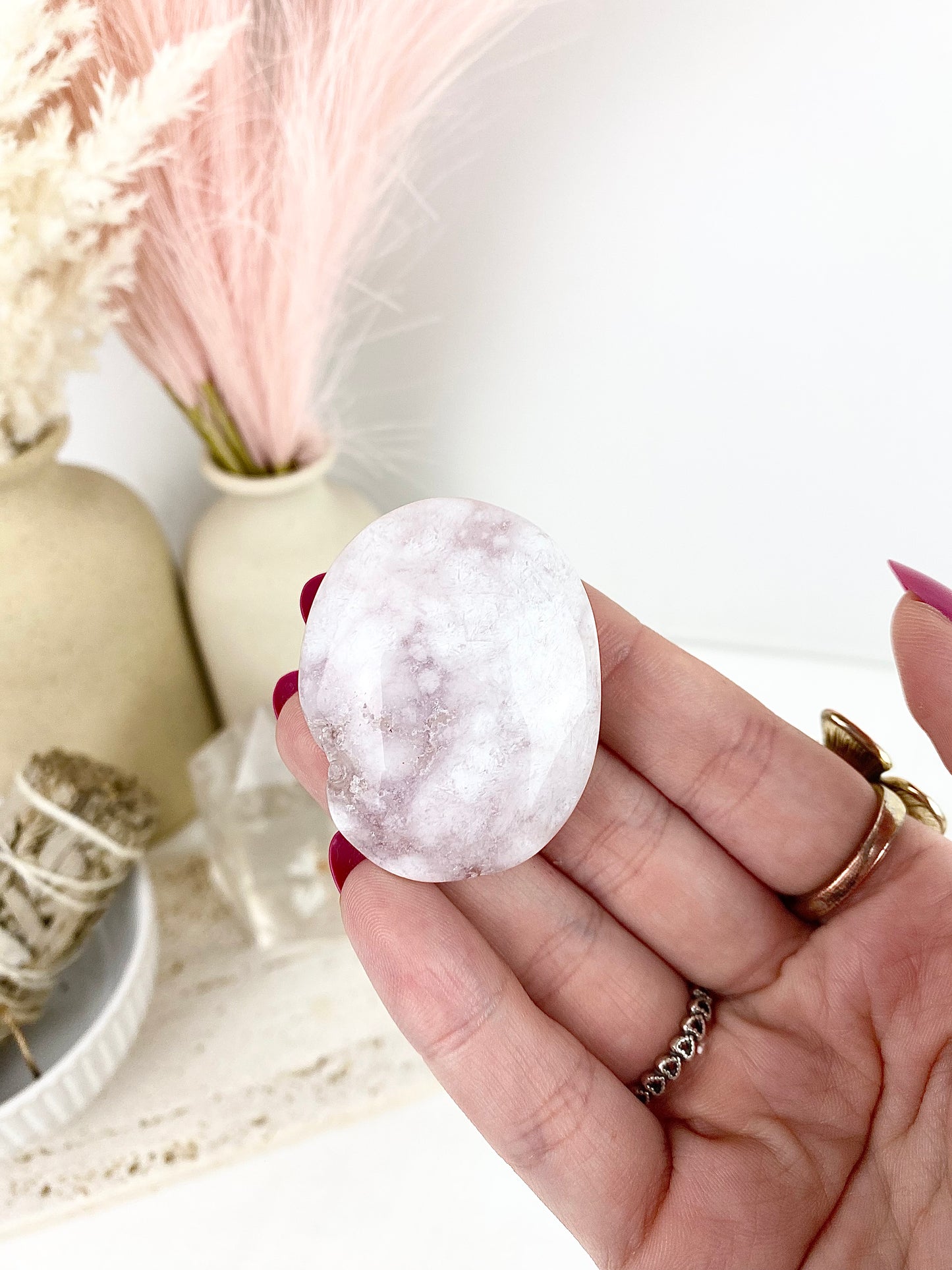Pink Amethyst Palm Stones