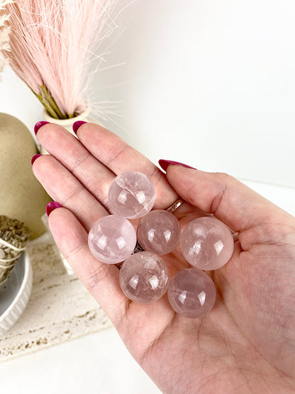 Star Flash High Quality Rose Quartz Mini Spheres
