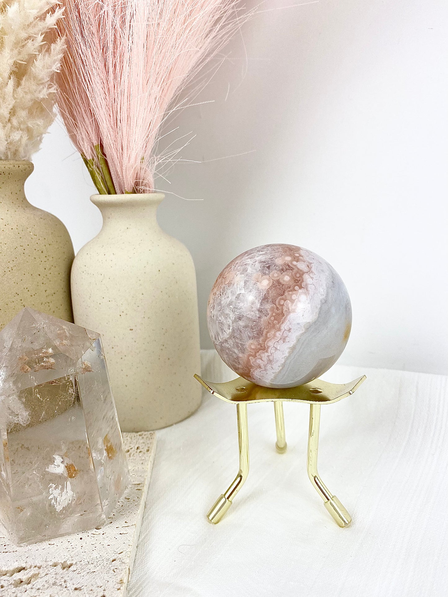 Pink Amethyst Large Sphere with Metal Stand