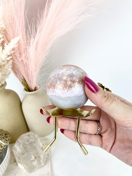 Pink Amethyst Large Sphere with Metal Stand