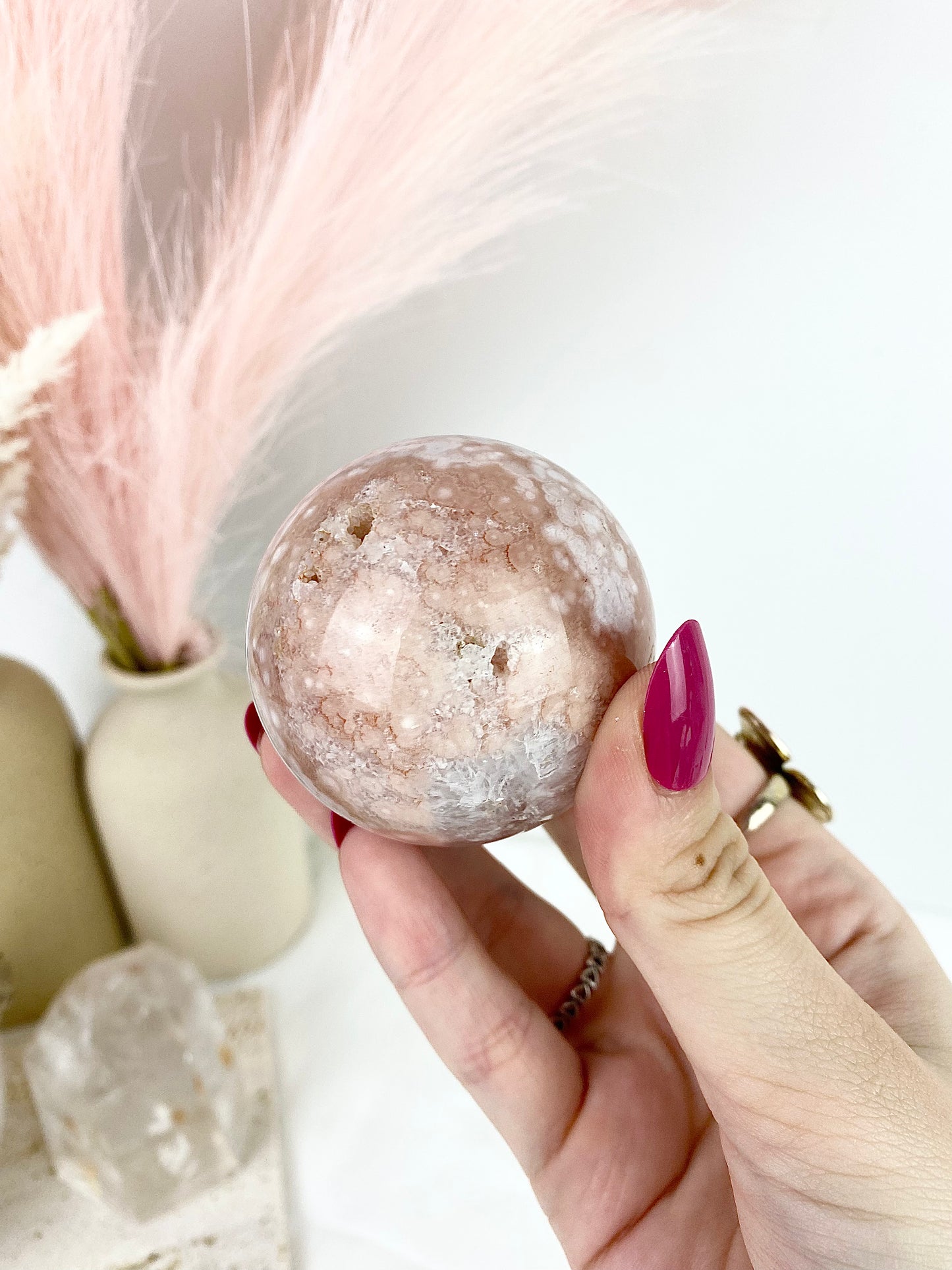 Pink Amethyst Large Sphere with Metal Stand