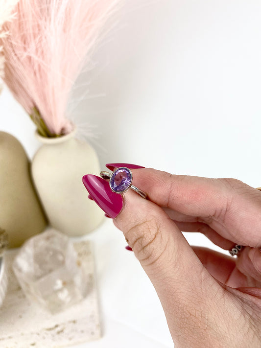 s925 Amethyst Faceted Silver Ring