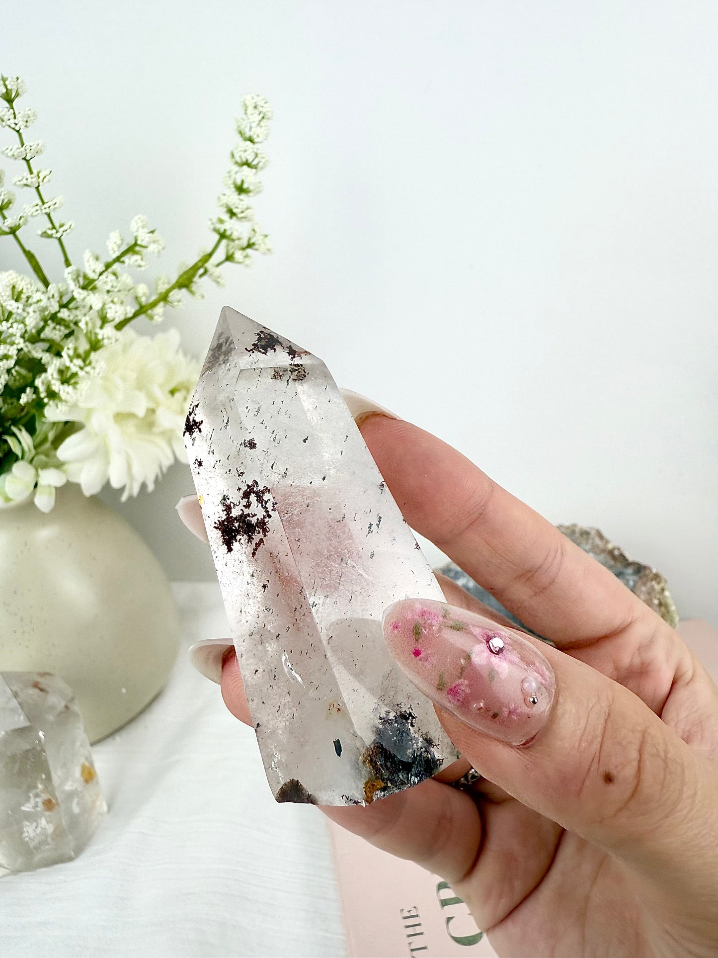 Clear Quartz with Dendritic Inclusions Tower