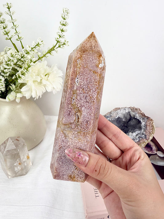 Pink Agate Large Tower