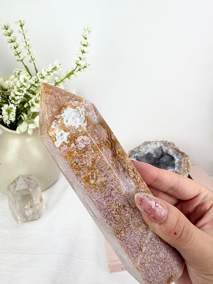 Pink Agate Large Tower