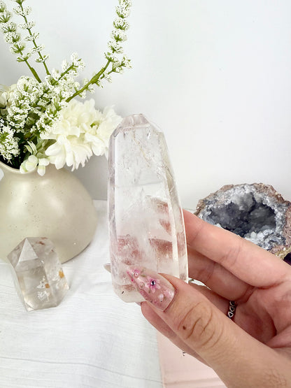 Clear Quartz Tower with Golden Healer Inclusion