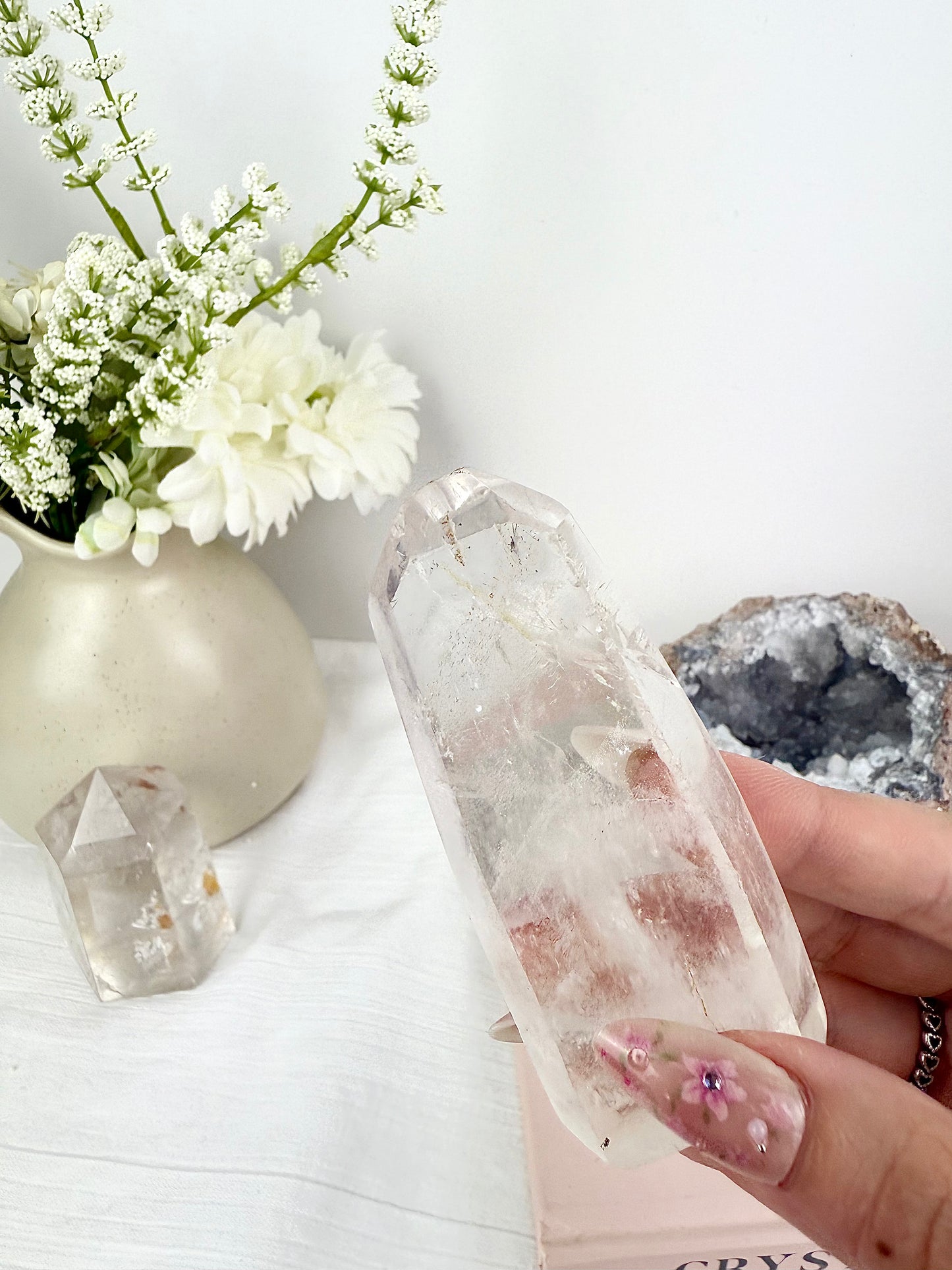 Clear Quartz Tower with Golden Healer Inclusion